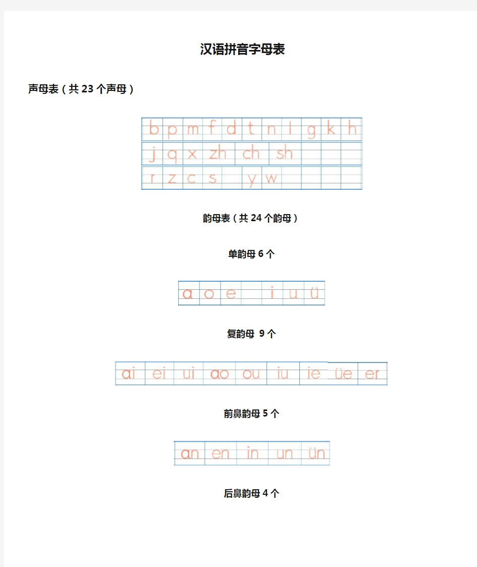 汉语拼音字母表(A4直接打印)