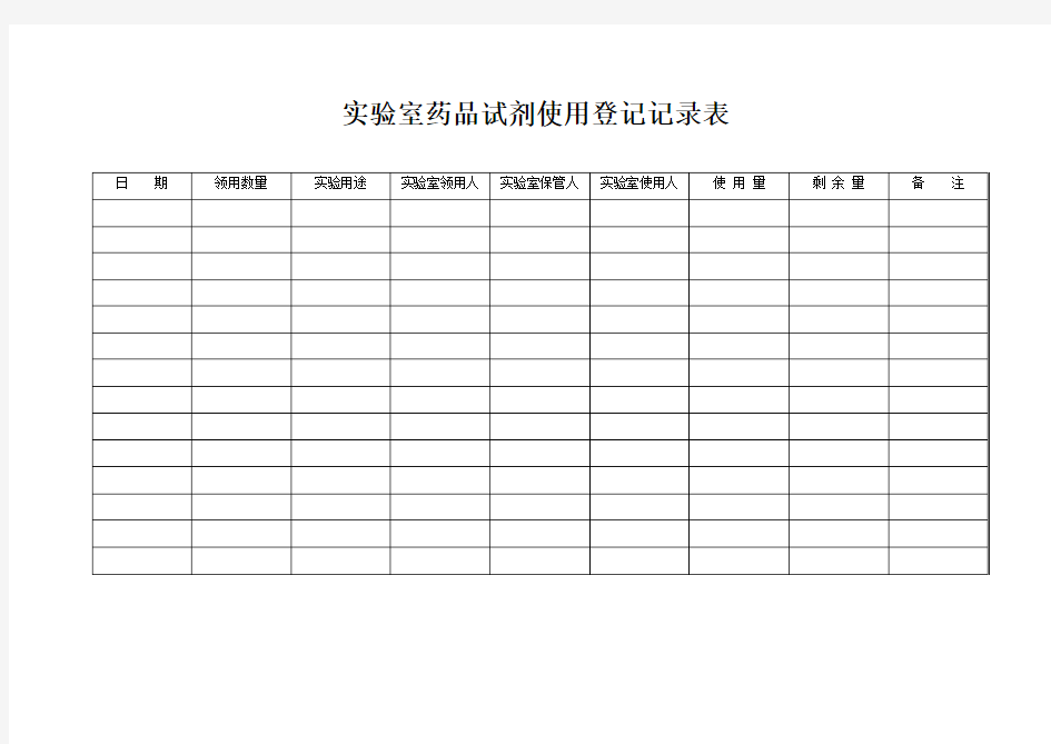 实验室药品试剂使用登记记录表