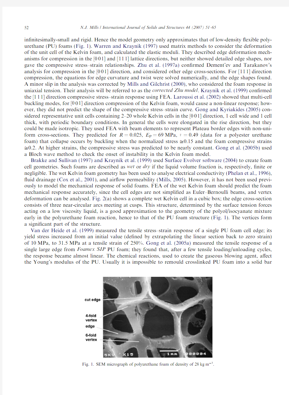 The high strain mechanical response of the wet Kelvin model for open-cell foams