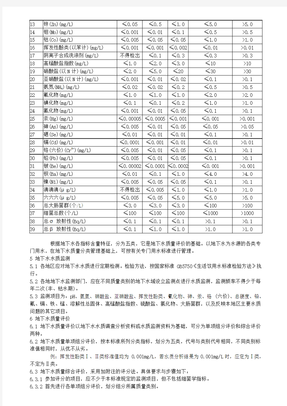 中华人民共和国地下水质量标准
