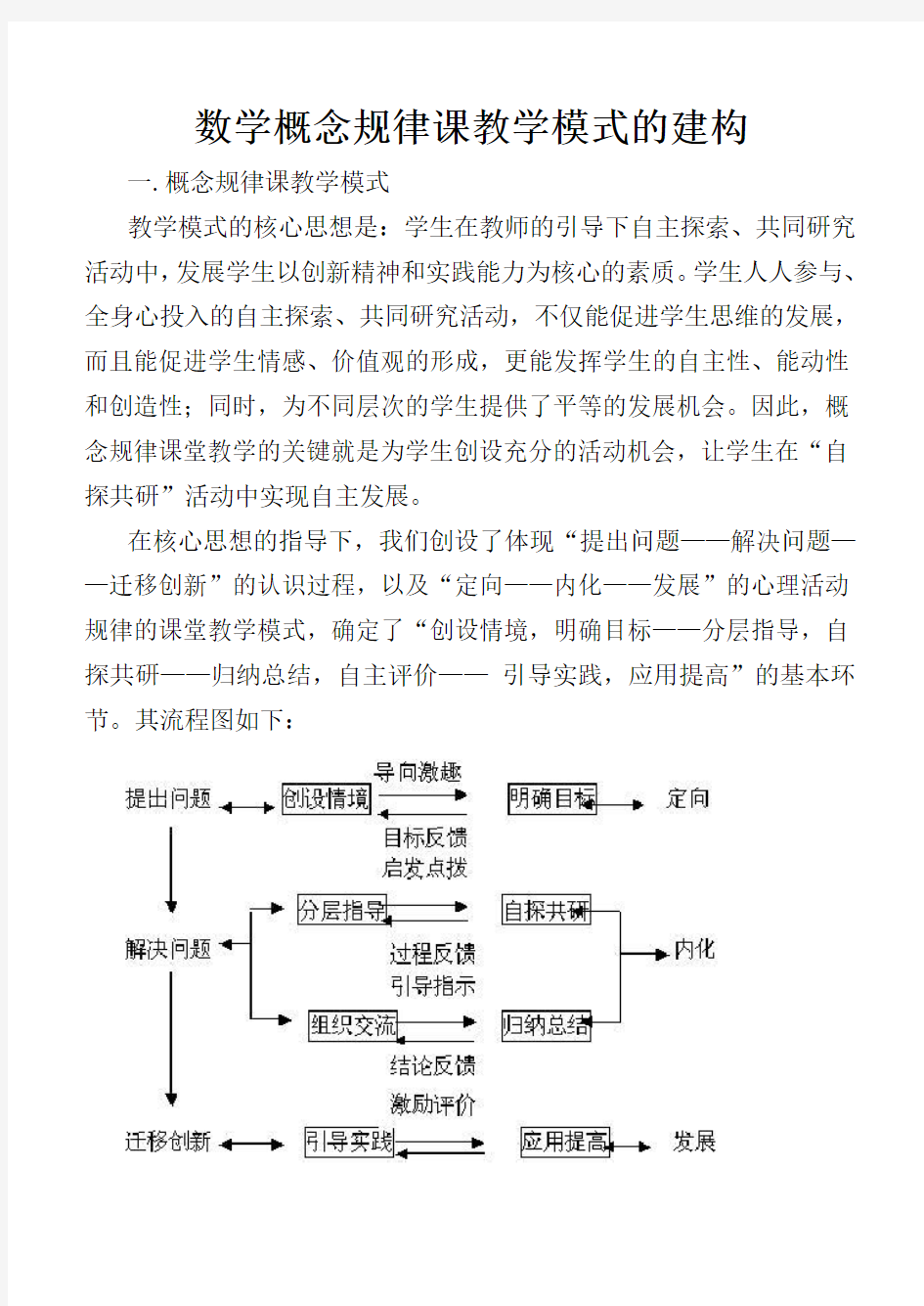 数学概念规律课教学模式的建构