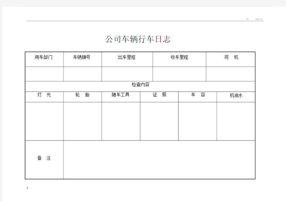 公司车辆保养、维修、行车日志登记表.doc