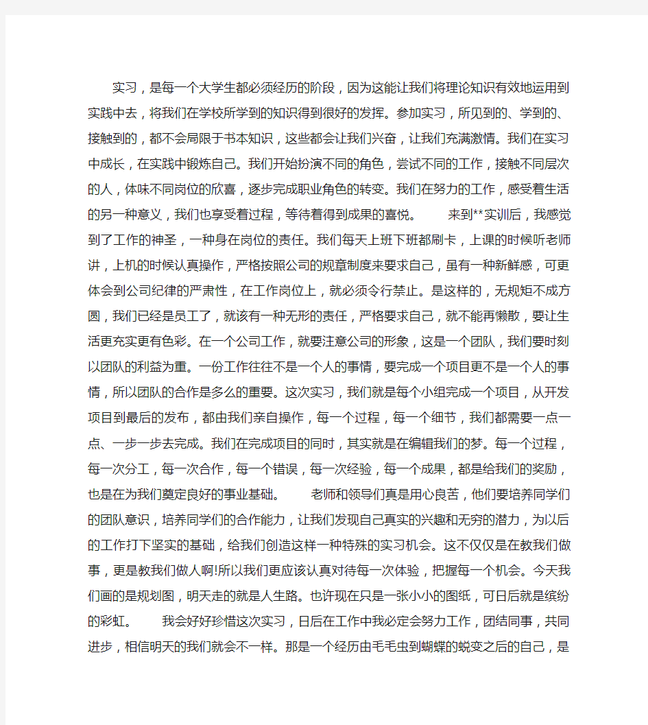 大学生计算机专业实习总结范文