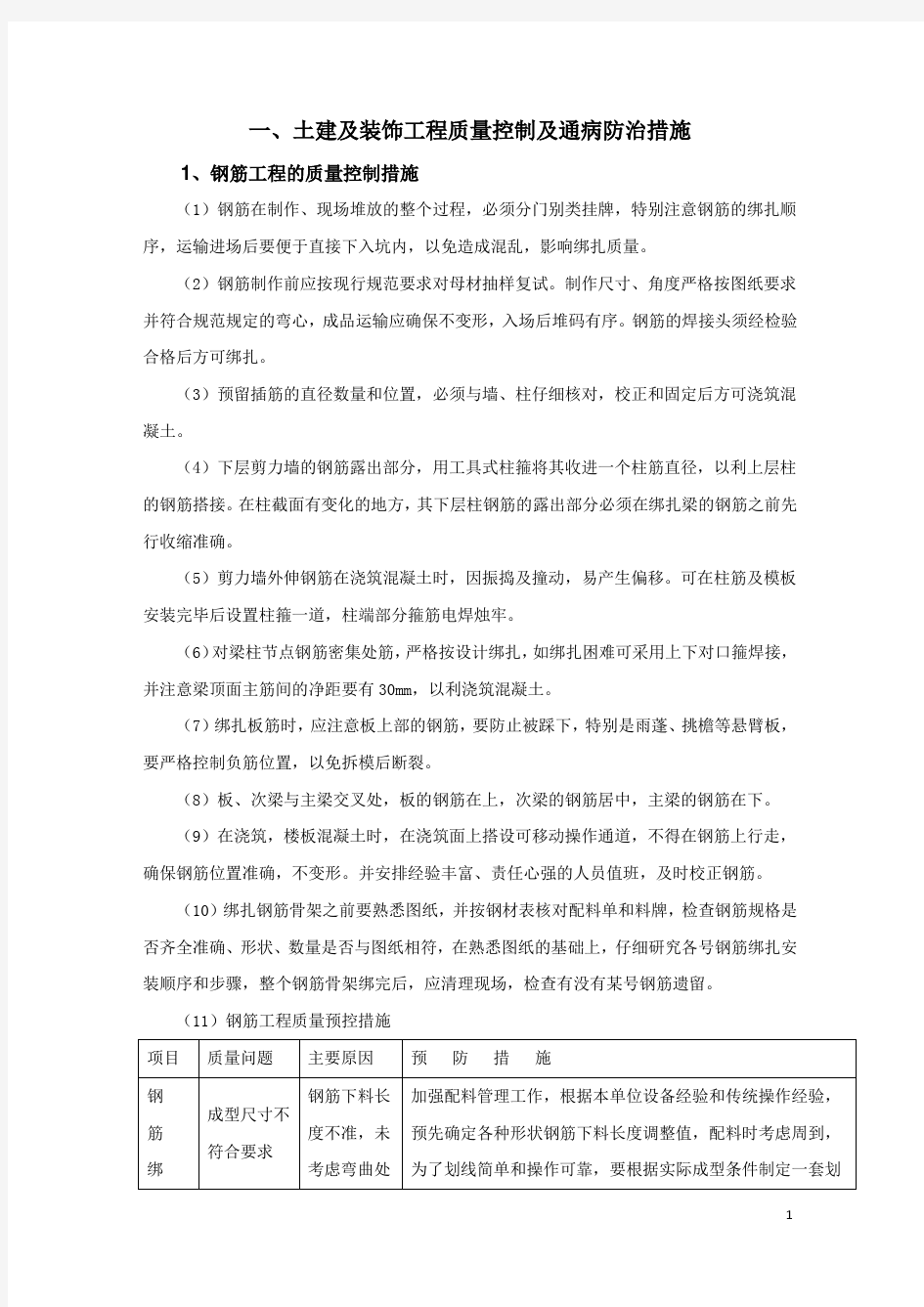 质量通病控制措施