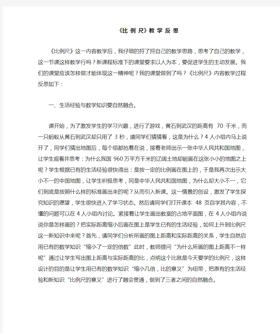 比例尺教学反思