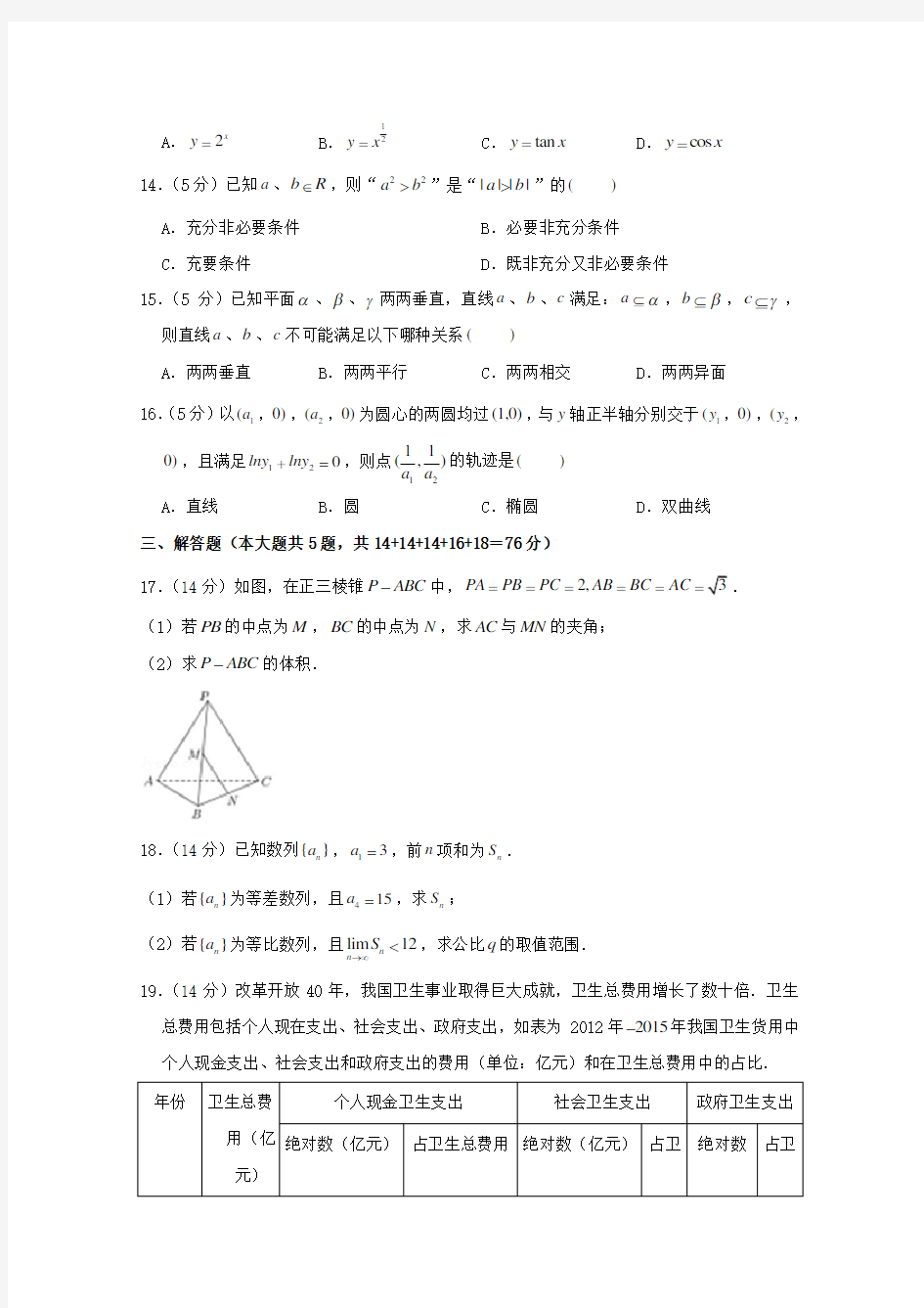 2019年高考真题数学(上海卷含解析)