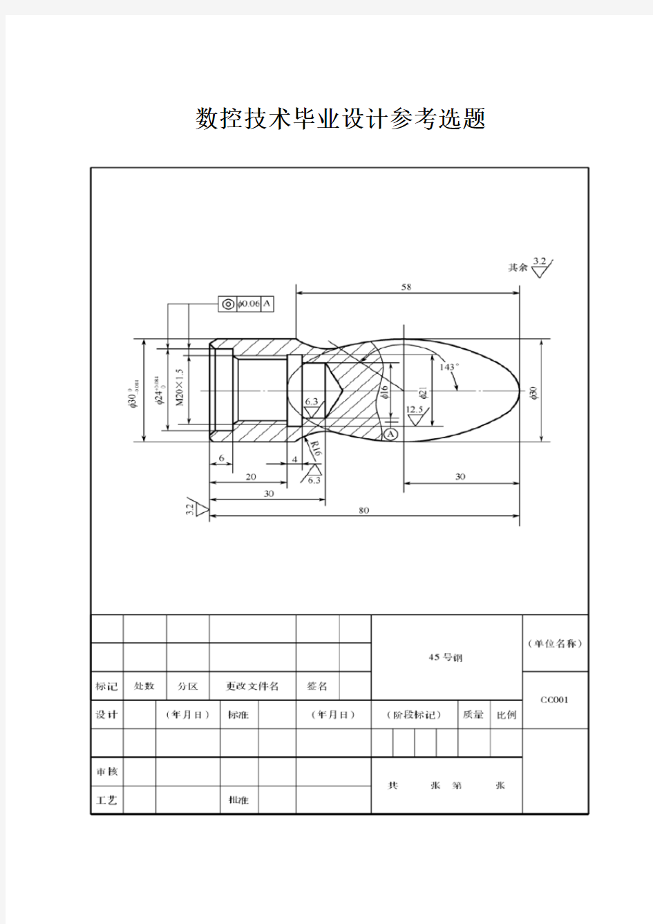 数控技术毕业设计参考选题