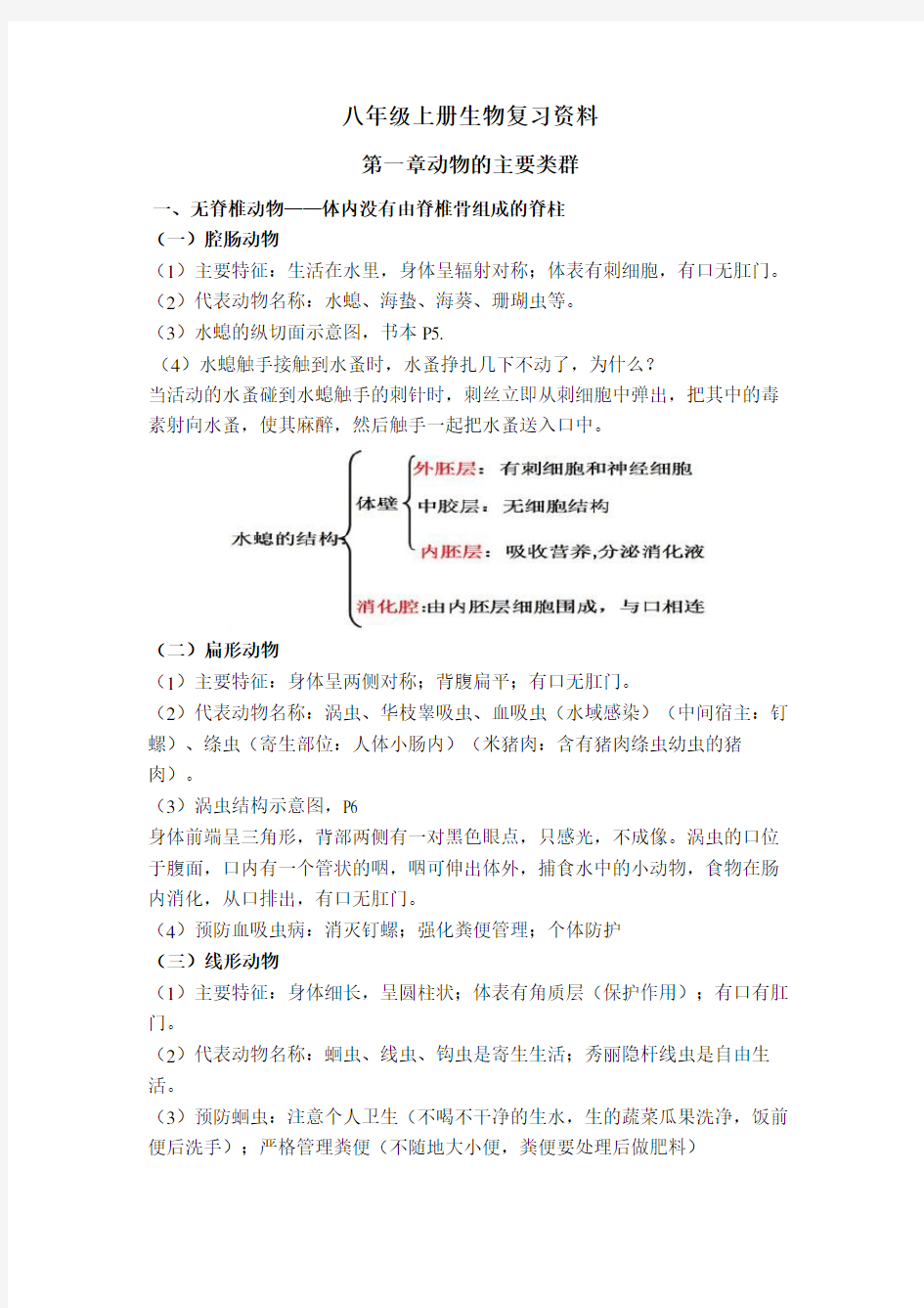 人教版八年级生物上册知识点归纳总结