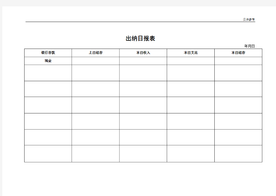 出纳日报表格式