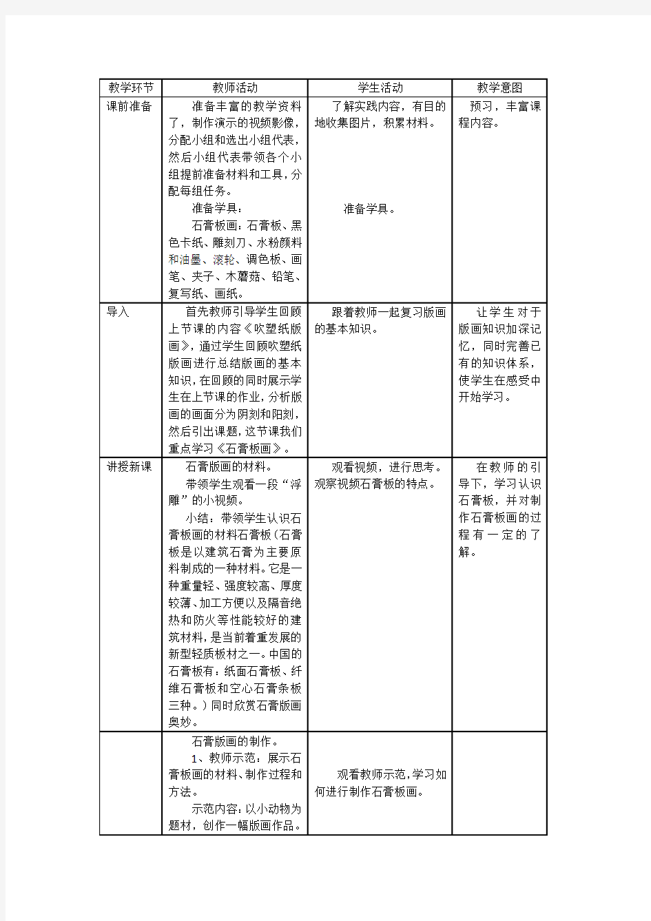 版画的教学过程设计