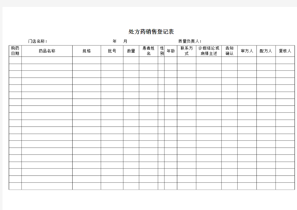 处方药登记表