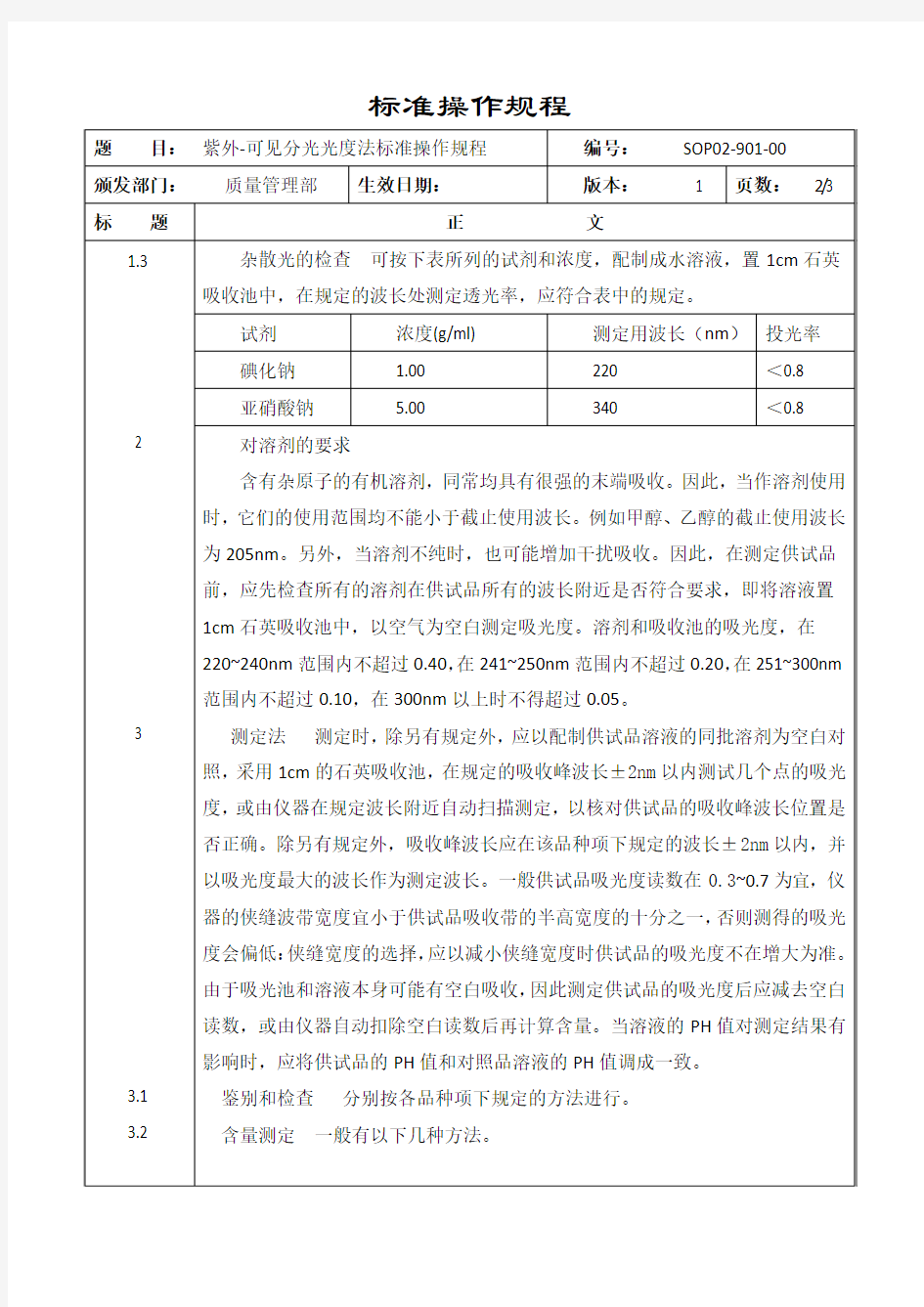 SOP02-901-00紫外-可见分光光度法