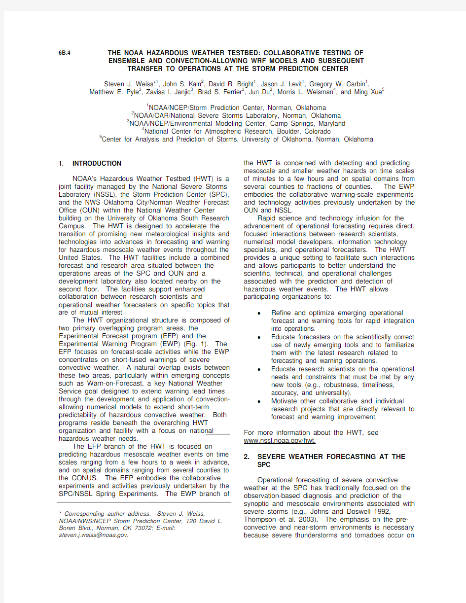 6B.4 THE NOAA HAZARDOUS WEATHER TESTBED COLLABORATIVE TESTING OF ENSEMBLE AND CONVECTION-AL