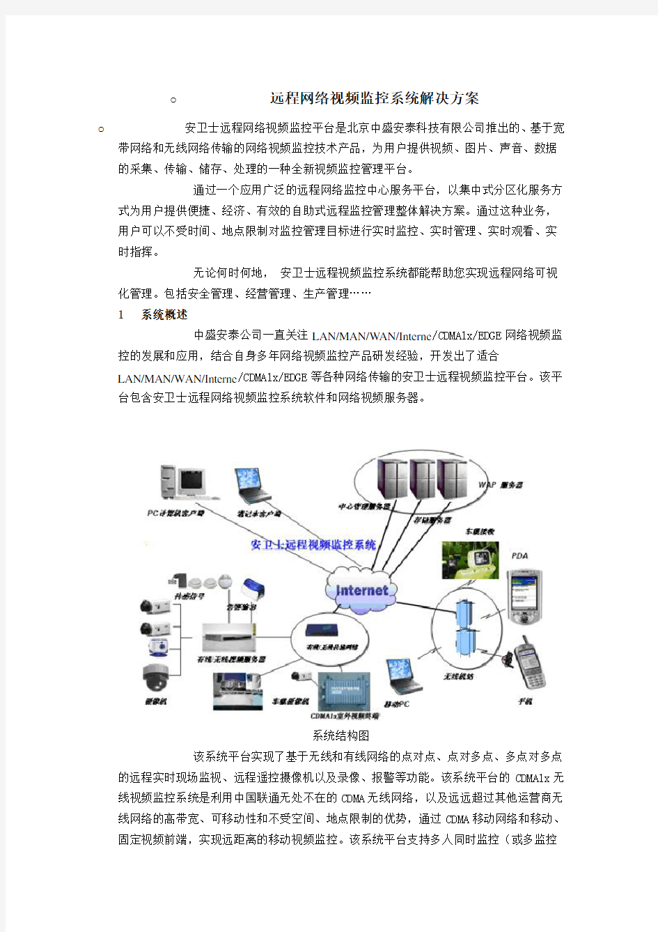 远程网络视频监控系统解决方案