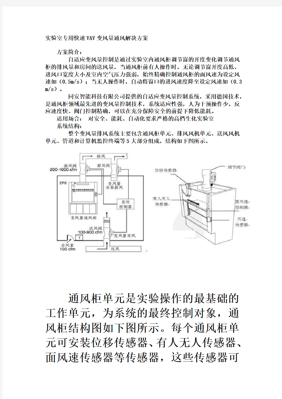 实验室专用快速VAV变风量通风解决方案