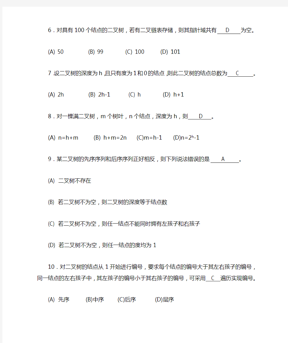 数据结构练习4(二叉树)