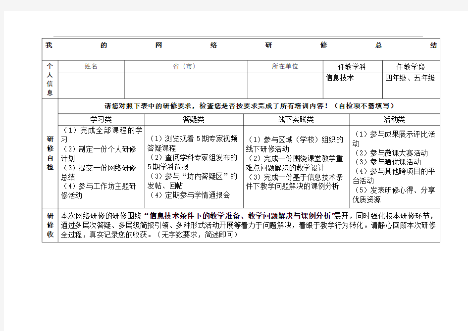 我的网络研修总结奥鹏教师教育作业