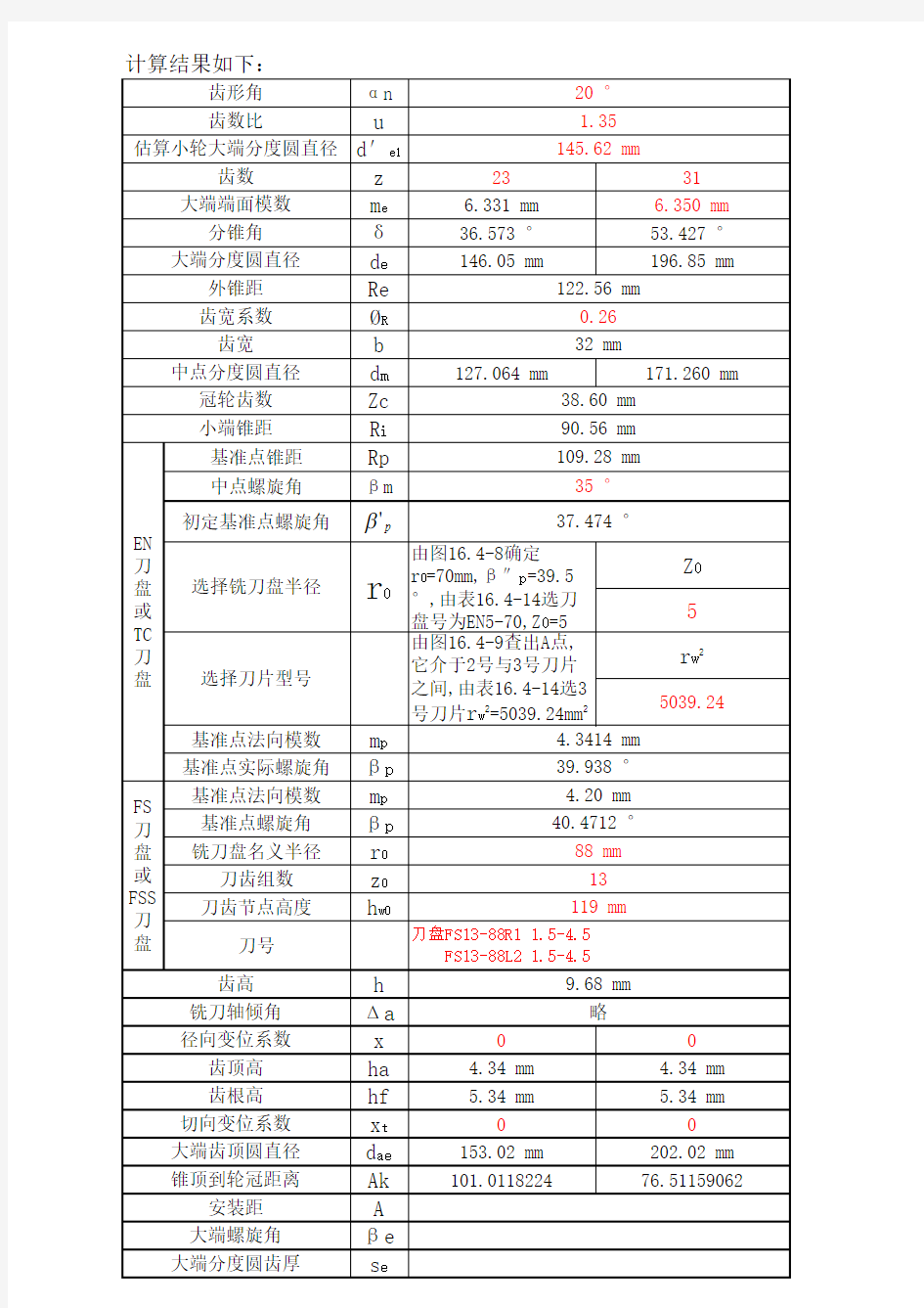 (奥利康)弧齿锥齿轮几何尺寸计算资料讲解