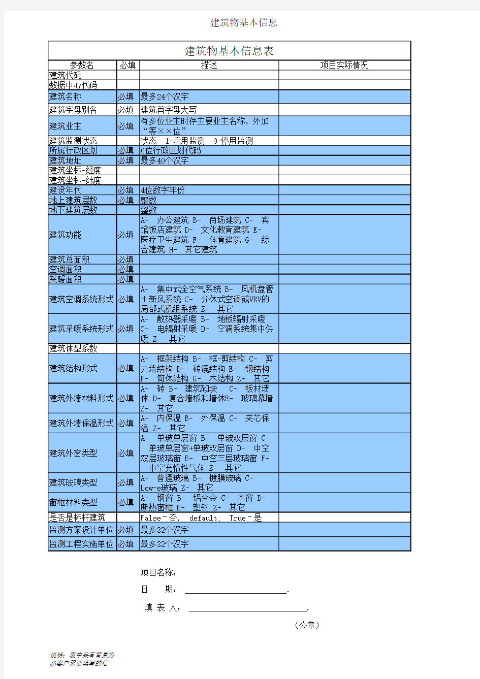 建筑物基本信息