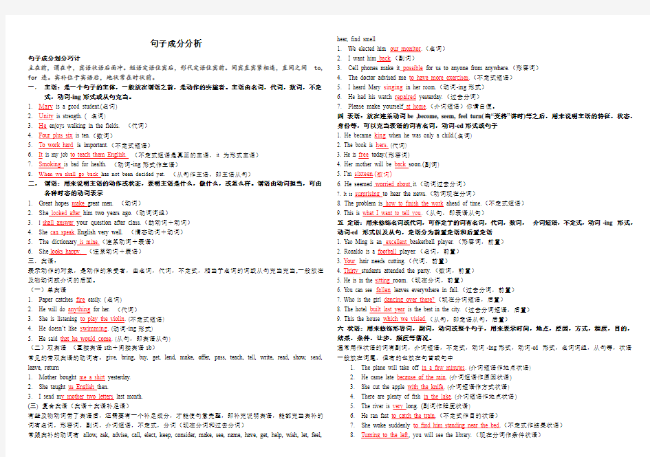 英语句子成分、结构分析+作文万能句子短语