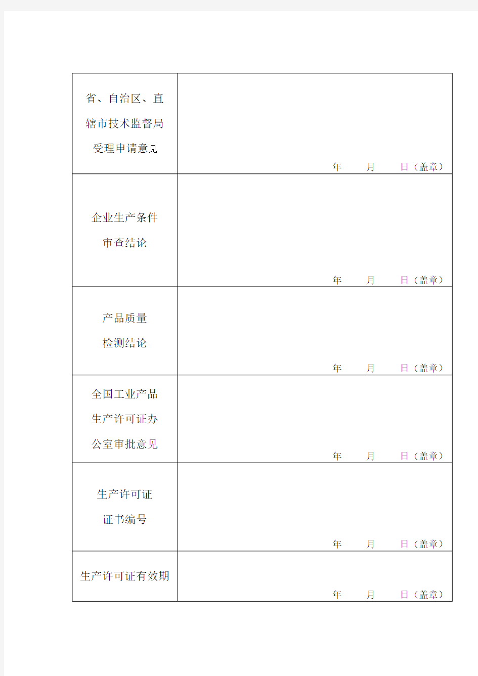 全国工业生产许可证申请书