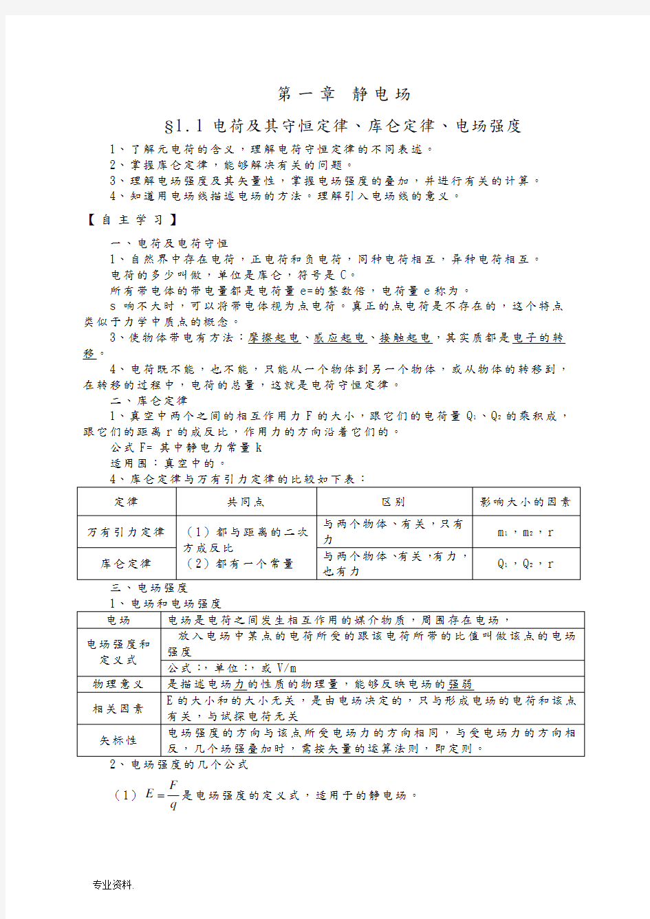 物理选修31全套(导学案)