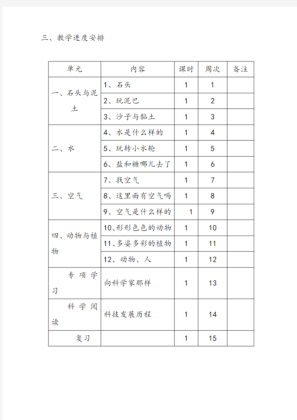 苏教版一年级科学下册全册教案