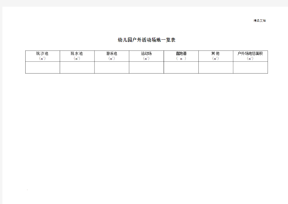 幼儿园户外活动场地一览表