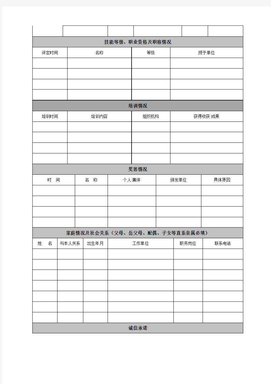 社会招聘应聘人员登记表【模板】