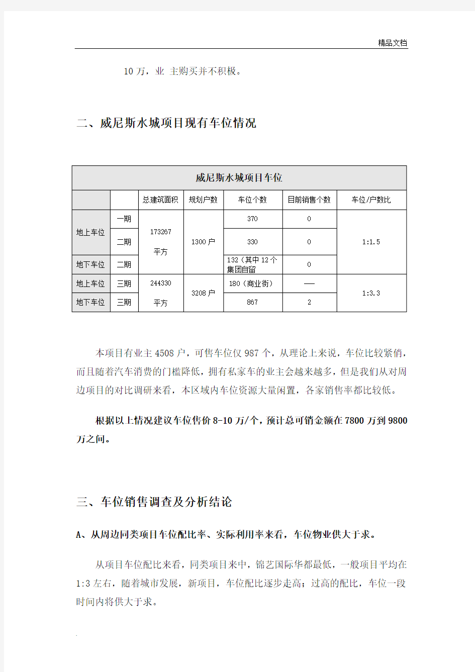 车位销售方案模版