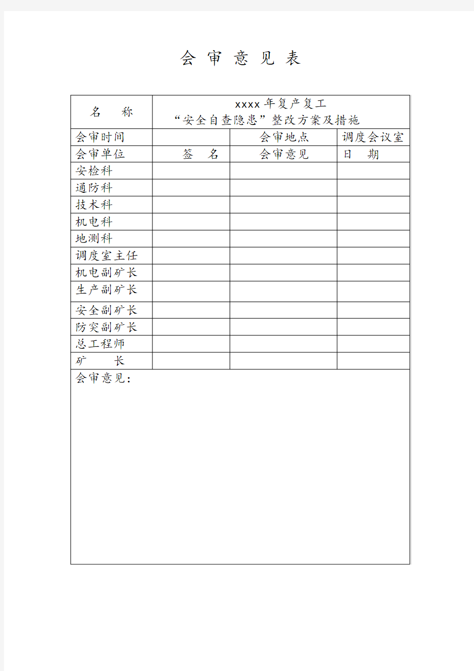 煤矿复工复产整改方案资料整理