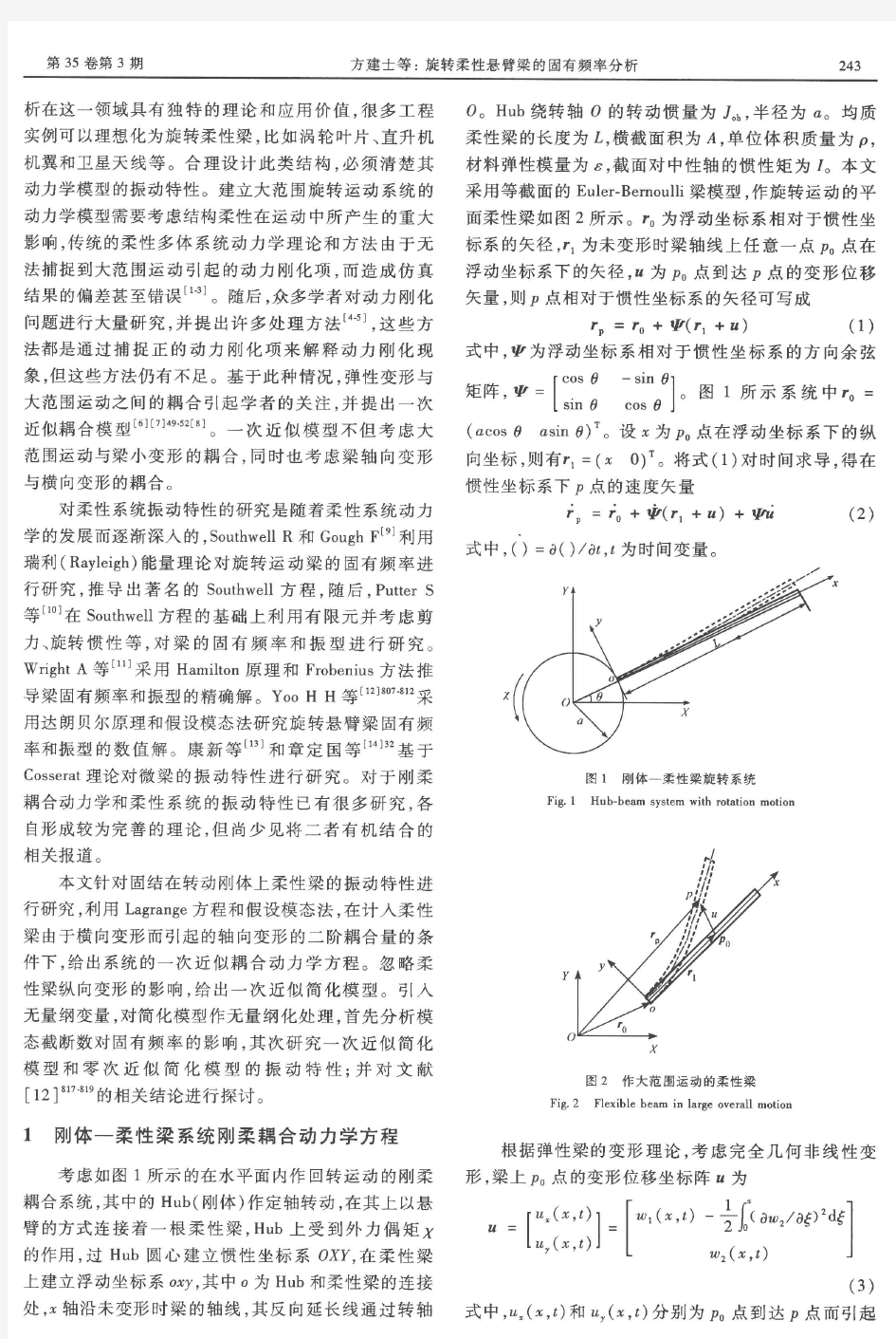 旋转柔性悬臂梁的固有频率分析