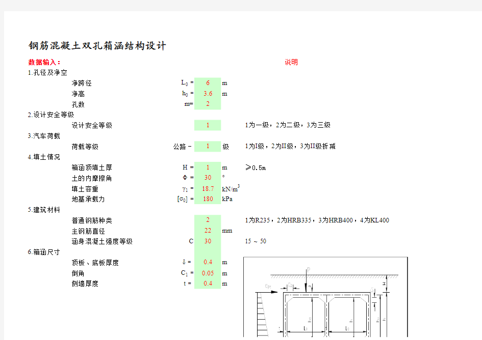 新规范箱涵结构设计(双孔)