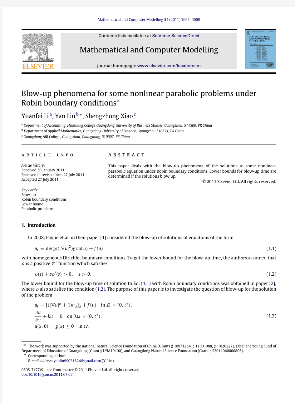 Blow-up phenomena for some nonlinear parabolic