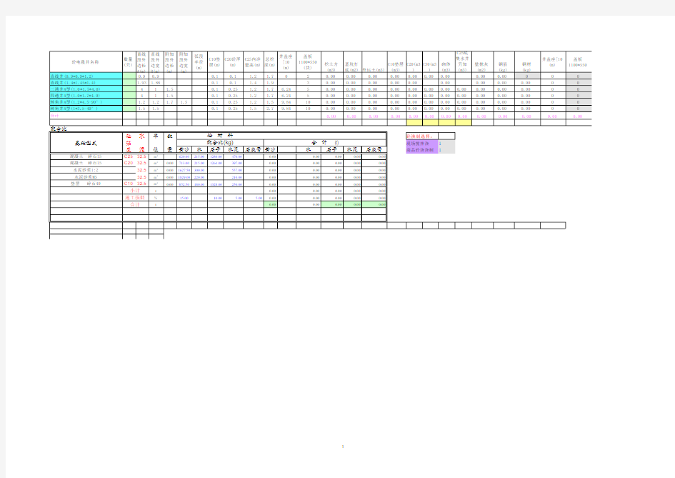 电力混凝土井计算表