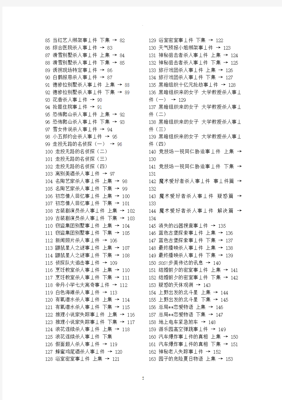 名侦探柯南中日对照集数一览表