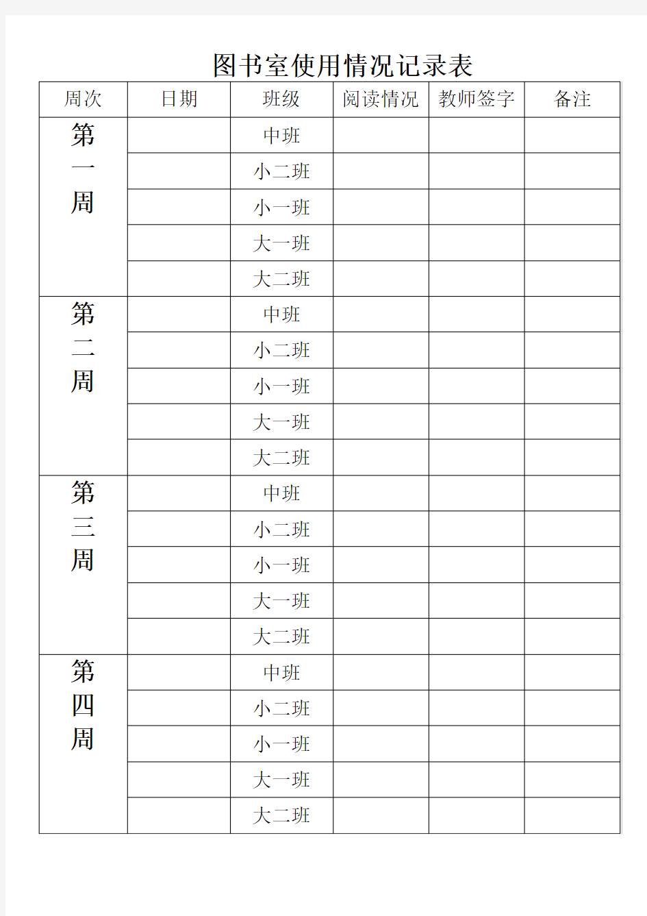 (完整word版)图书室使用情况记录表