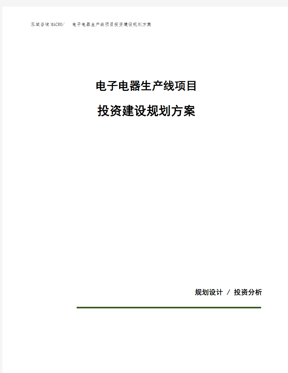 电子电器生产线项目投资建设规划方案(模板)