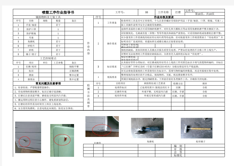 喷塑打磨工序作业指导书