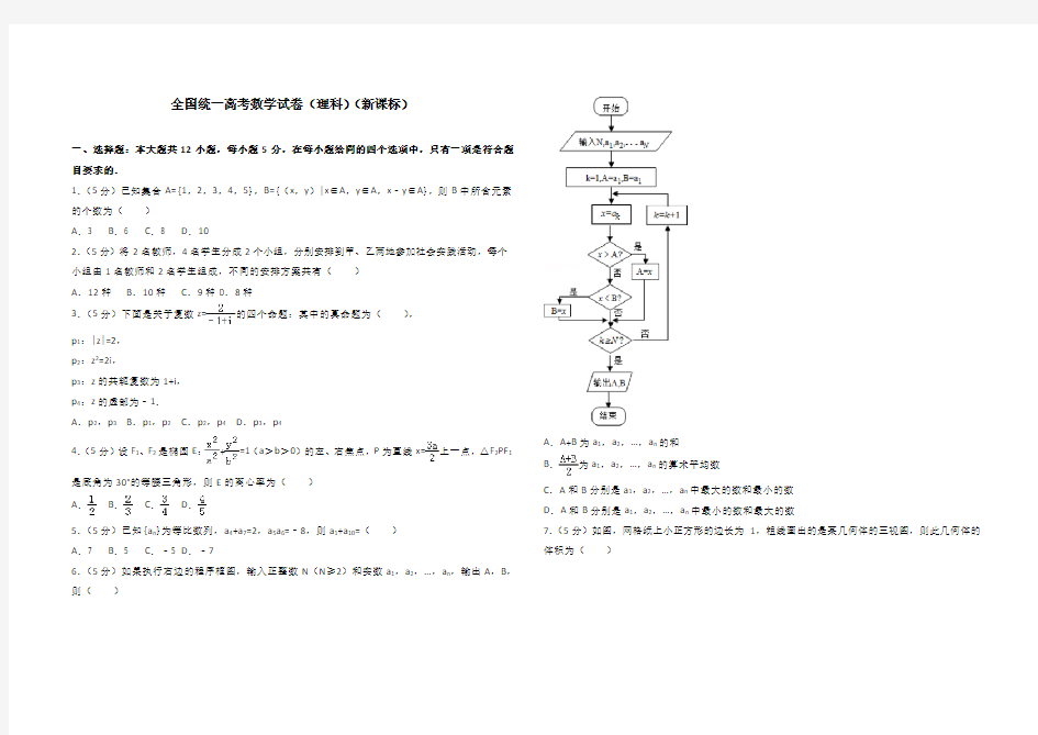 2012年全国统一高考数学试卷(理科)(新课标)