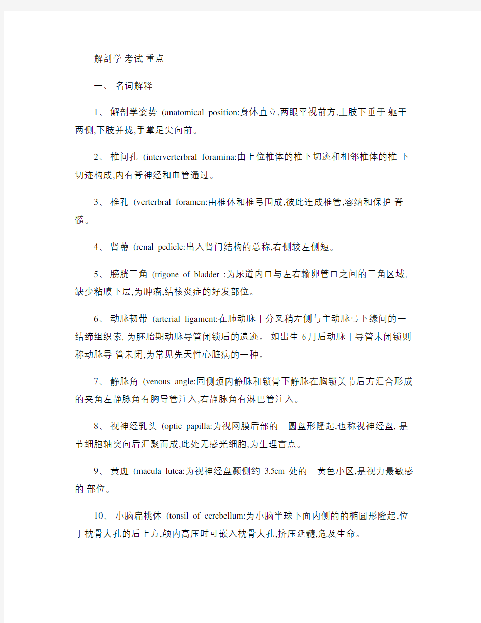 (完整word)正常人体解剖学试题(2)汇总,推荐文档