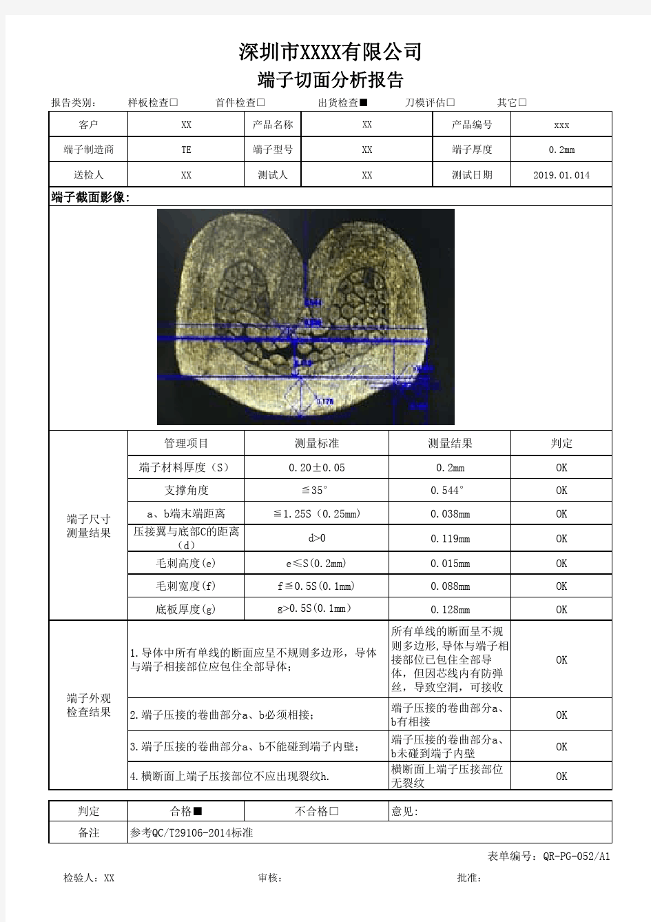 端子切面分析报告