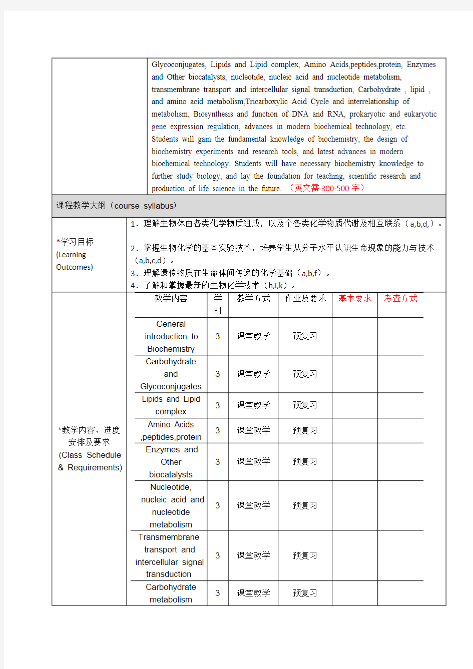 生物化学课程教学大纲 - 上海交通大学生物医学工程学院