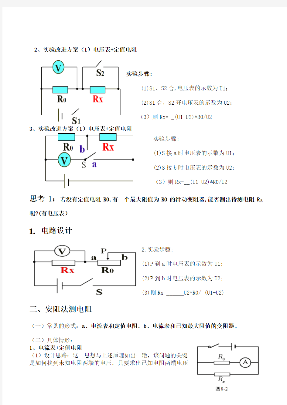 测电阻的几种典型方法