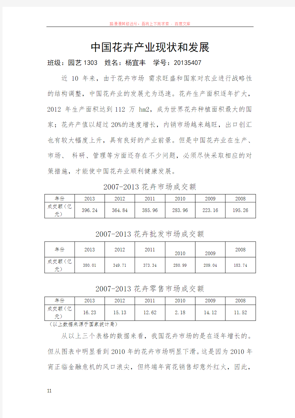 中国花卉产业现状和发展