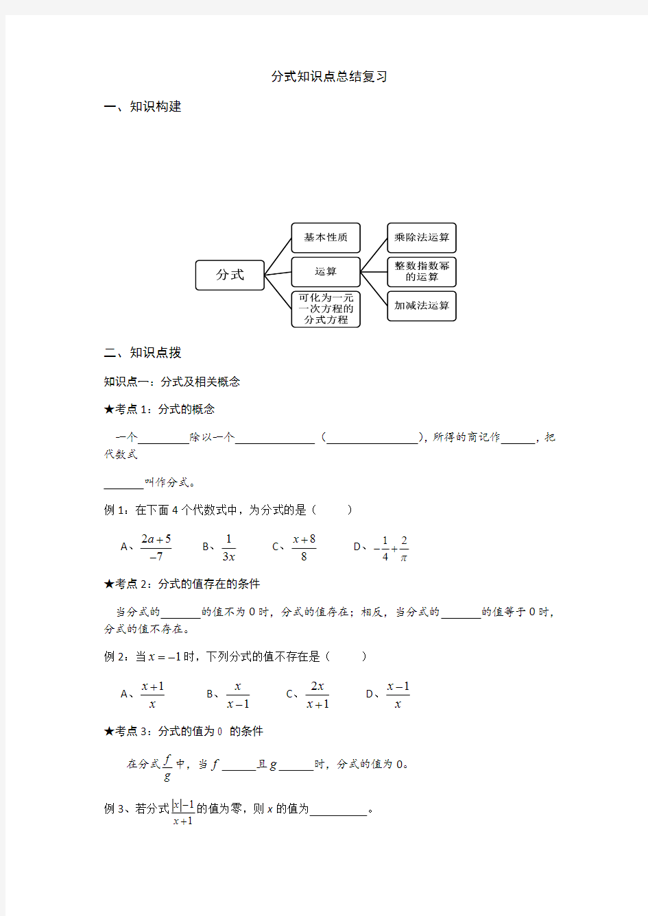 分式知识点总结复习(最新整理)