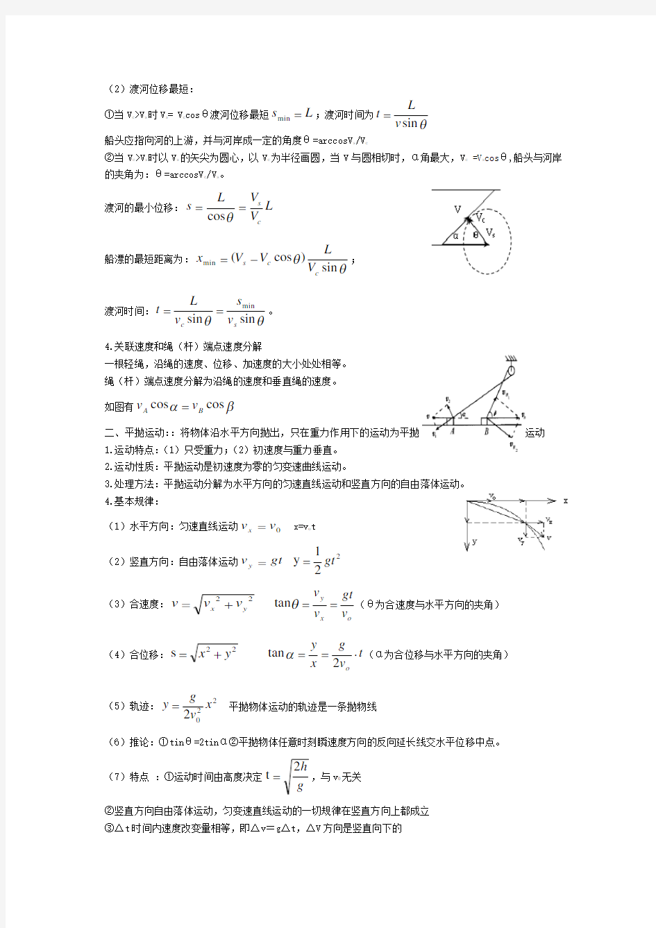 人教版高一物理必修二知识点全套