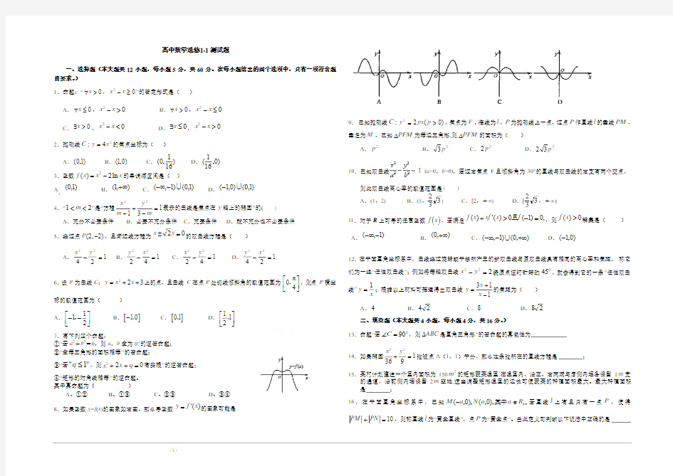 高中数学选修1-1测试题