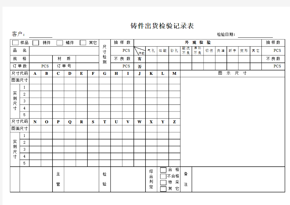 出货检验记录表