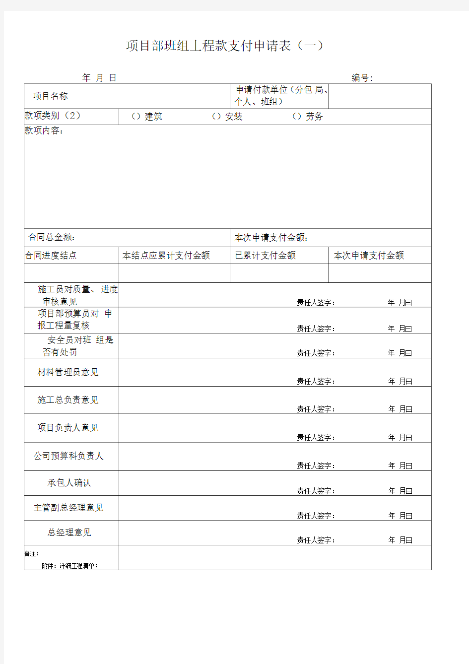 建筑工程材料款支付申请表